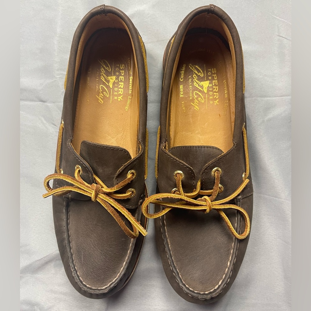 Sperry Top-Sider Gold Cup Brown Leather Boat Shoes Men’s 10.5M Deerskin Lining